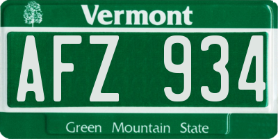 VT license plate AFZ934