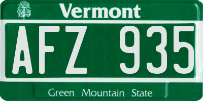VT license plate AFZ935
