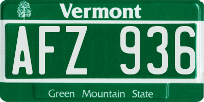 VT license plate AFZ936