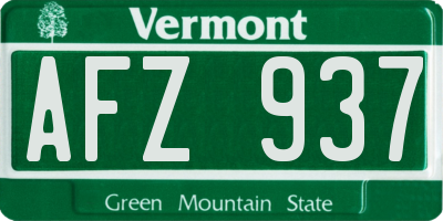VT license plate AFZ937