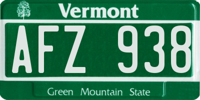VT license plate AFZ938
