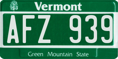 VT license plate AFZ939