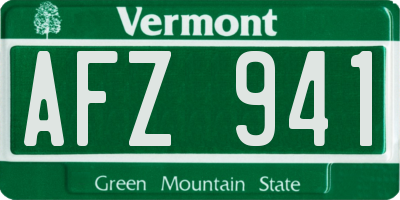 VT license plate AFZ941