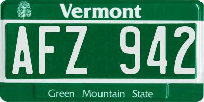 VT license plate AFZ942