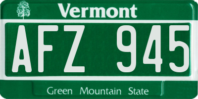 VT license plate AFZ945