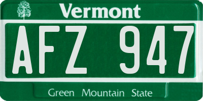 VT license plate AFZ947