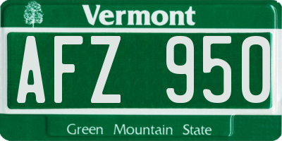 VT license plate AFZ950