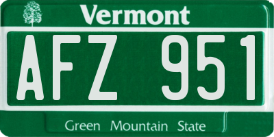 VT license plate AFZ951