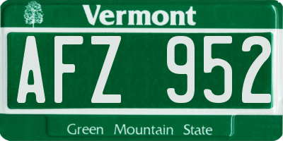 VT license plate AFZ952