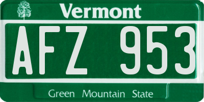 VT license plate AFZ953
