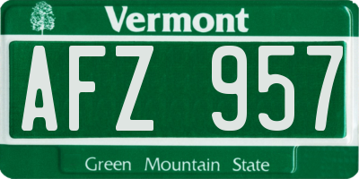 VT license plate AFZ957