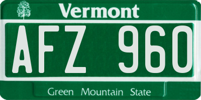 VT license plate AFZ960