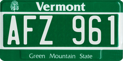 VT license plate AFZ961