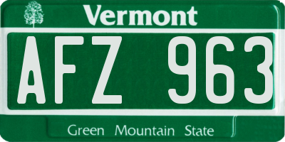 VT license plate AFZ963