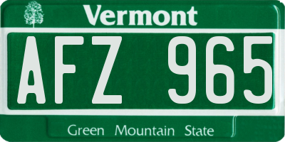 VT license plate AFZ965