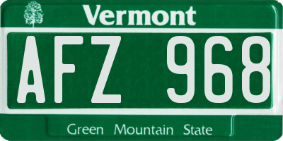 VT license plate AFZ968