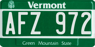 VT license plate AFZ972