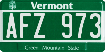 VT license plate AFZ973