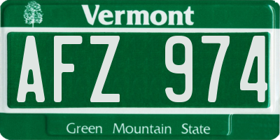 VT license plate AFZ974