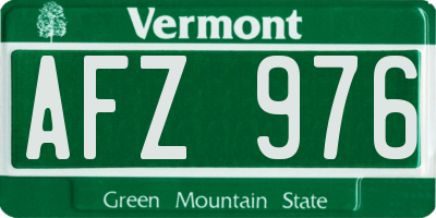 VT license plate AFZ976