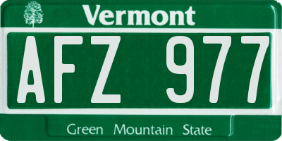 VT license plate AFZ977