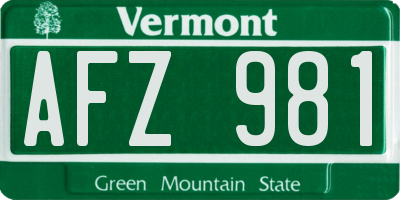 VT license plate AFZ981