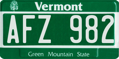 VT license plate AFZ982