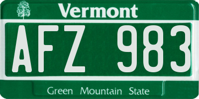 VT license plate AFZ983