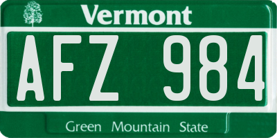 VT license plate AFZ984