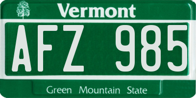VT license plate AFZ985