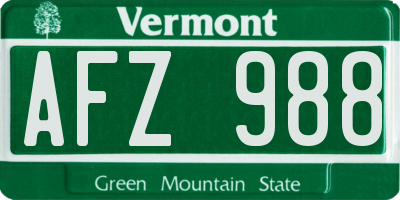VT license plate AFZ988