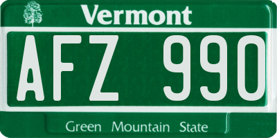 VT license plate AFZ990