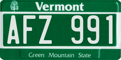 VT license plate AFZ991