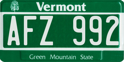 VT license plate AFZ992