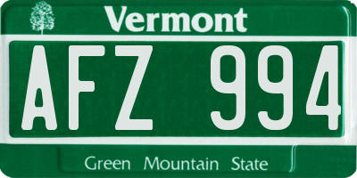 VT license plate AFZ994