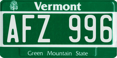 VT license plate AFZ996