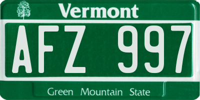 VT license plate AFZ997