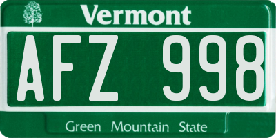 VT license plate AFZ998