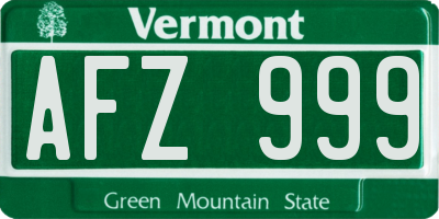VT license plate AFZ999