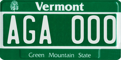 VT license plate AGA000