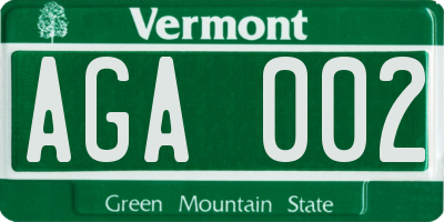 VT license plate AGA002