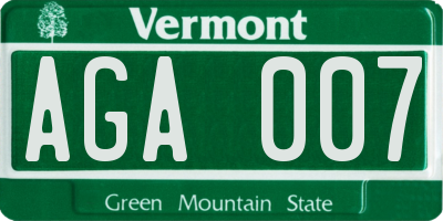 VT license plate AGA007