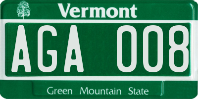 VT license plate AGA008