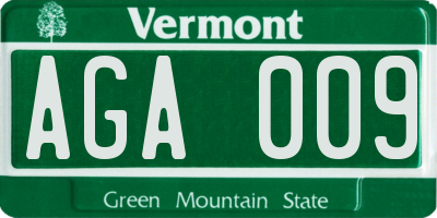 VT license plate AGA009