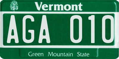 VT license plate AGA010