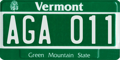 VT license plate AGA011
