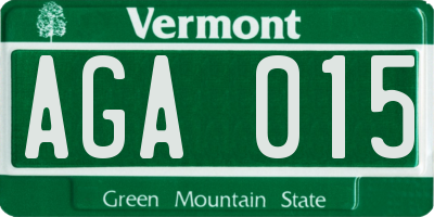 VT license plate AGA015