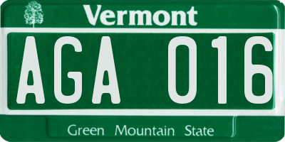 VT license plate AGA016