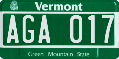 VT license plate AGA017