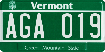 VT license plate AGA019